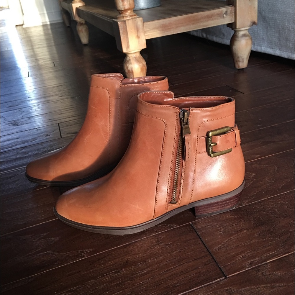 Lauren Ralph Lauren cognac leather booties, Sz 5.5 women's